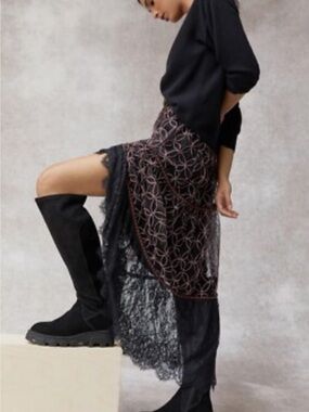 Anthro Black Suede Knee High Boots